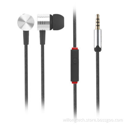 Metal parts with stereo, colors, mic, deep bass of metal earphone